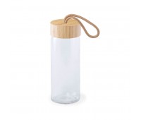Бутылка для воды "Simple", 19 см, бамбук, стекло Цвет: бежевый