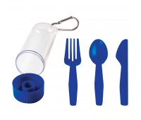 Набор "Pocket":ложка,вилка,нож в футляре с карабином Цвет: Синий