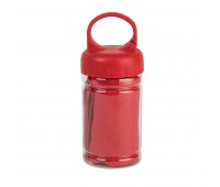 Полотенце спортивное в пластиковом боксе с карабином ACTIVE Цвет: Красный