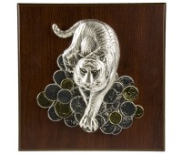 Плакетка большая «Тигр на монетах»